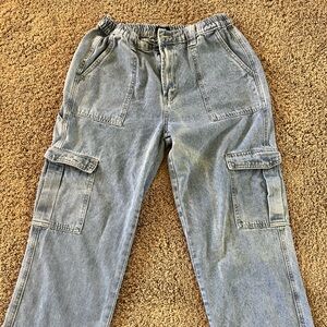 Elastic Waist Cargo Jeans